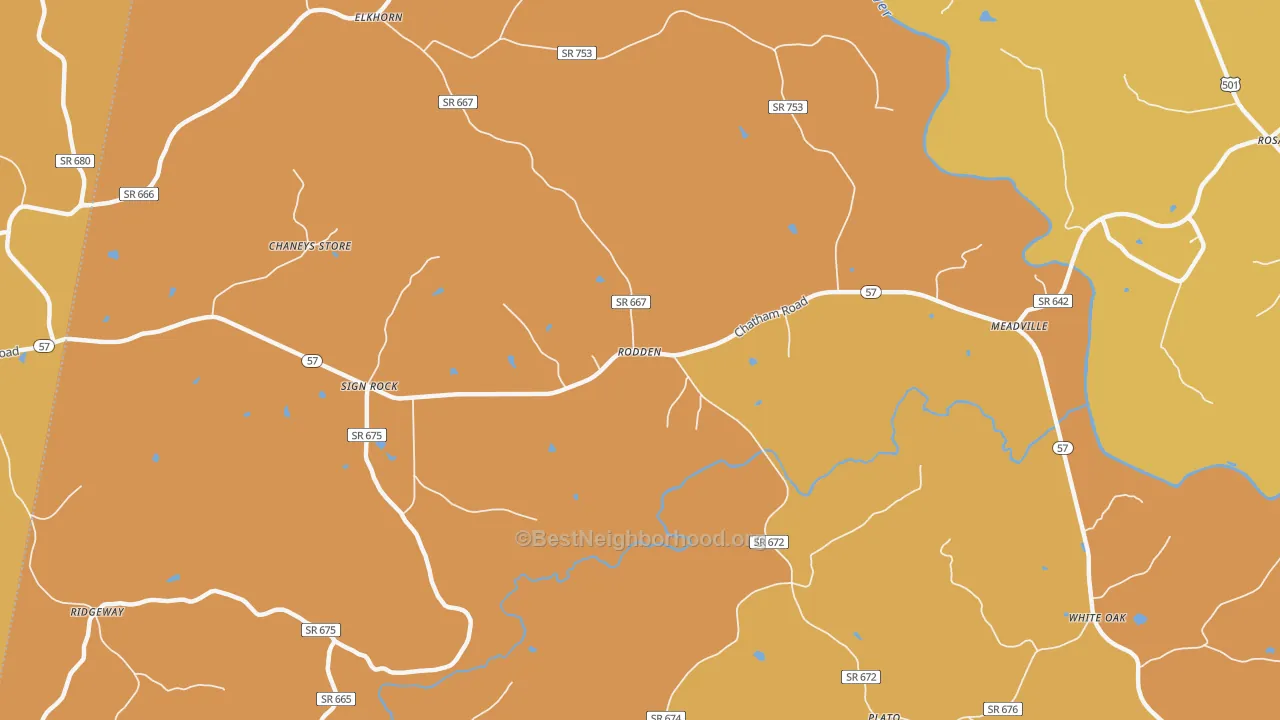 Map of the best neighborhoods in the Rodden area, with better matches in green and worse matches in red