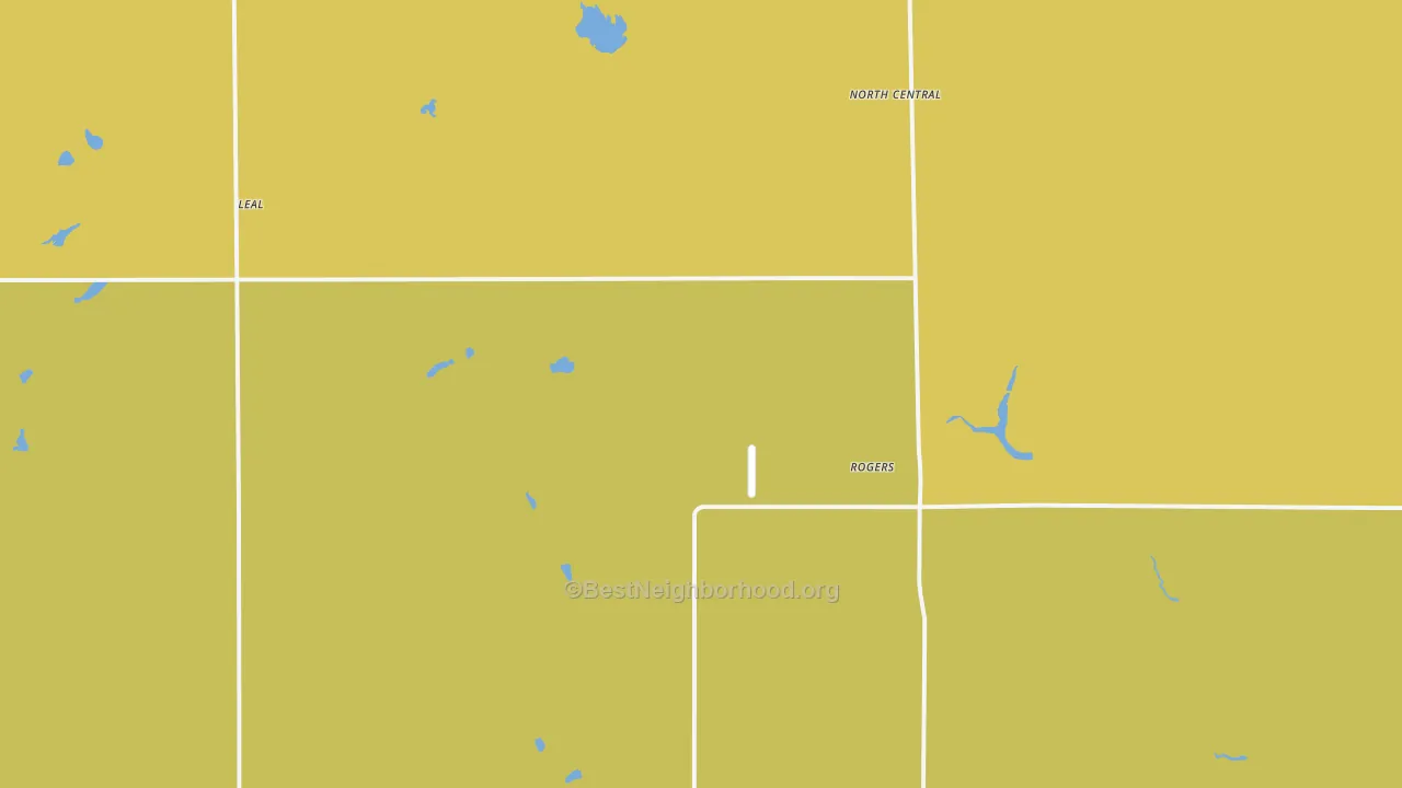 Map of the best neighborhoods in the Rogers area, with better matches in green and worse matches in red