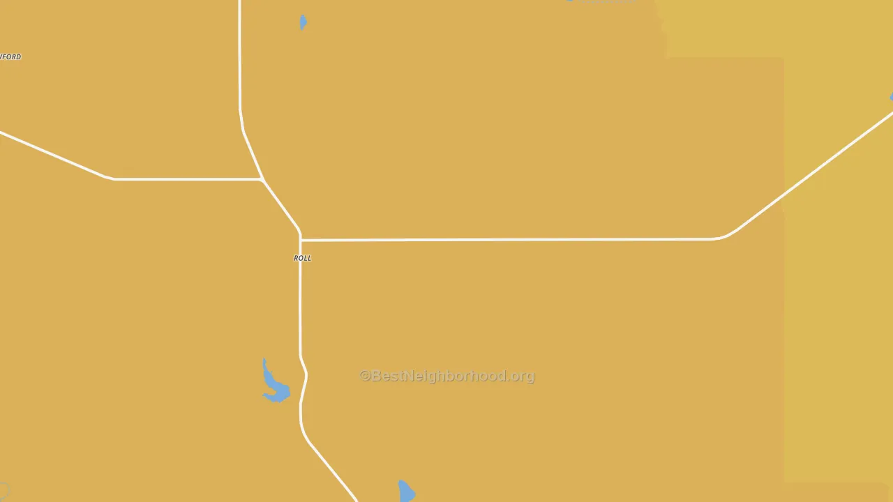 Map of the best neighborhoods in the Roll area, with better matches in green and worse matches in red
