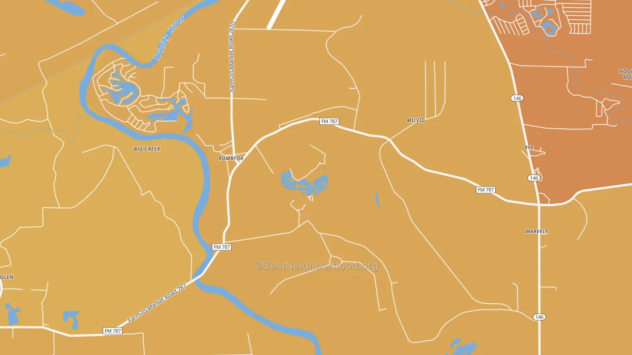 Map of the best neighborhoods in the Romayor area, with better matches in green and worse matches in red