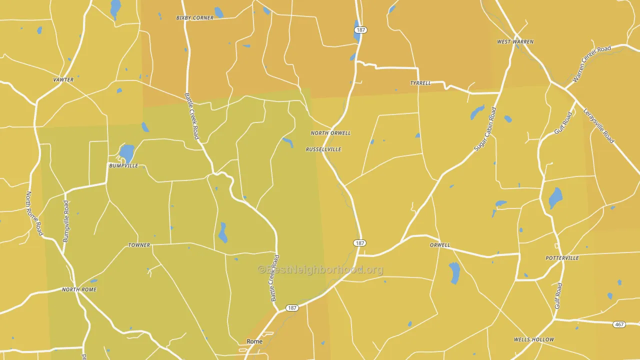Map of the best neighborhoods in the Rome area, with better matches in green and worse matches in red