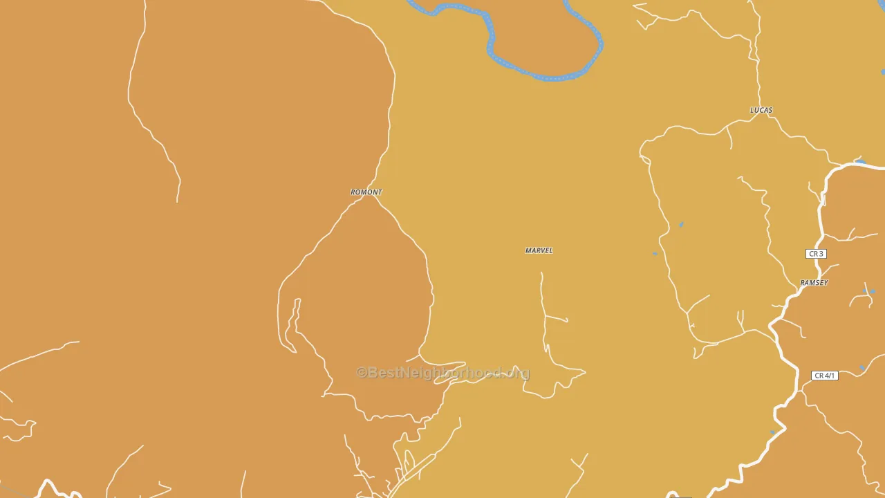 Map of the best neighborhoods in the Romont area, with better matches in green and worse matches in red