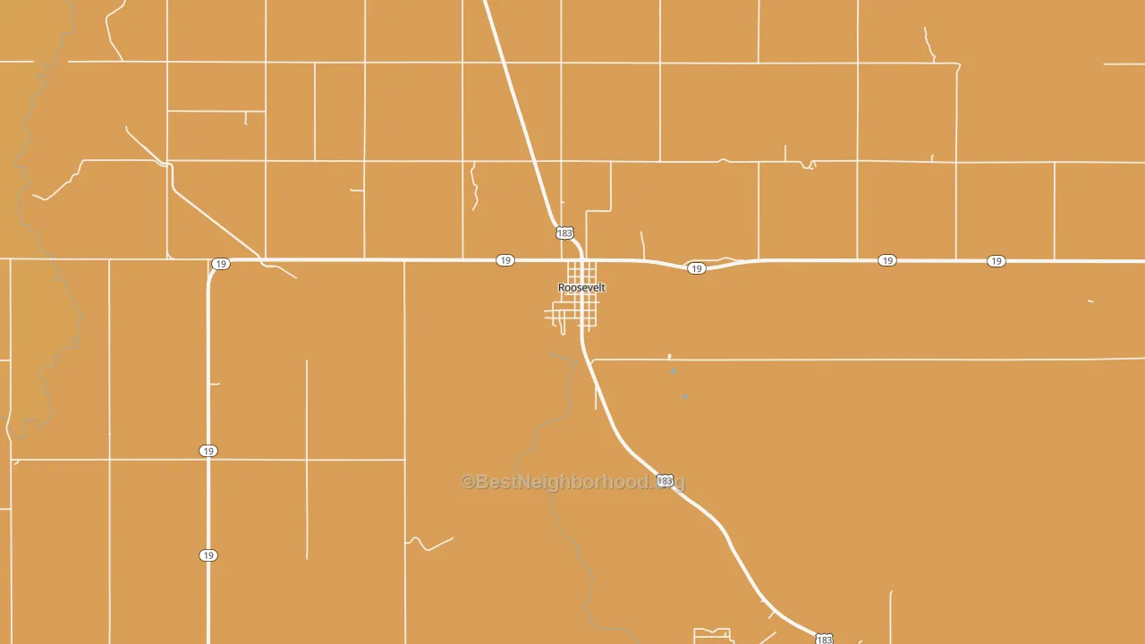 Map of the best neighborhoods in the Roosevelt area, with better matches in green and worse matches in red