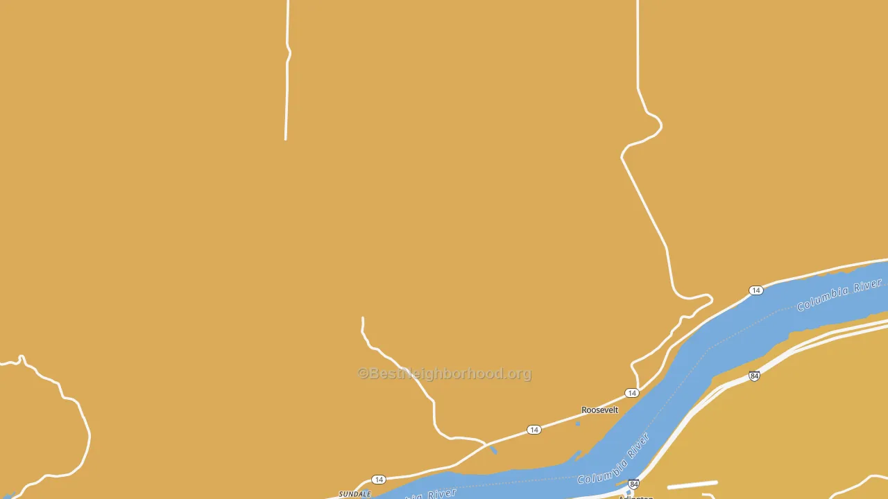 Map of the best neighborhoods in the Roosevelt area, with better matches in green and worse matches in red