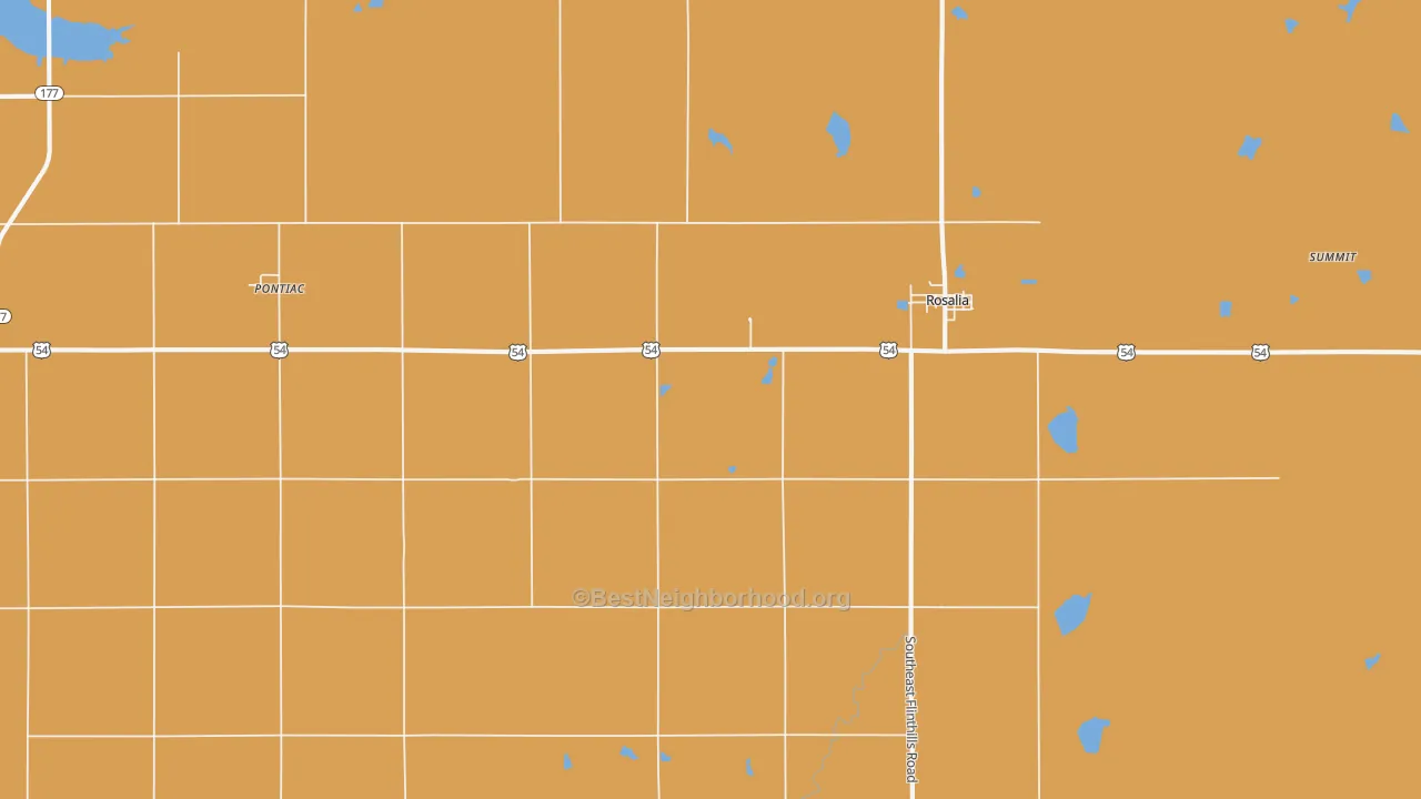 Map of the best neighborhoods in the Rosalia area, with better matches in green and worse matches in red