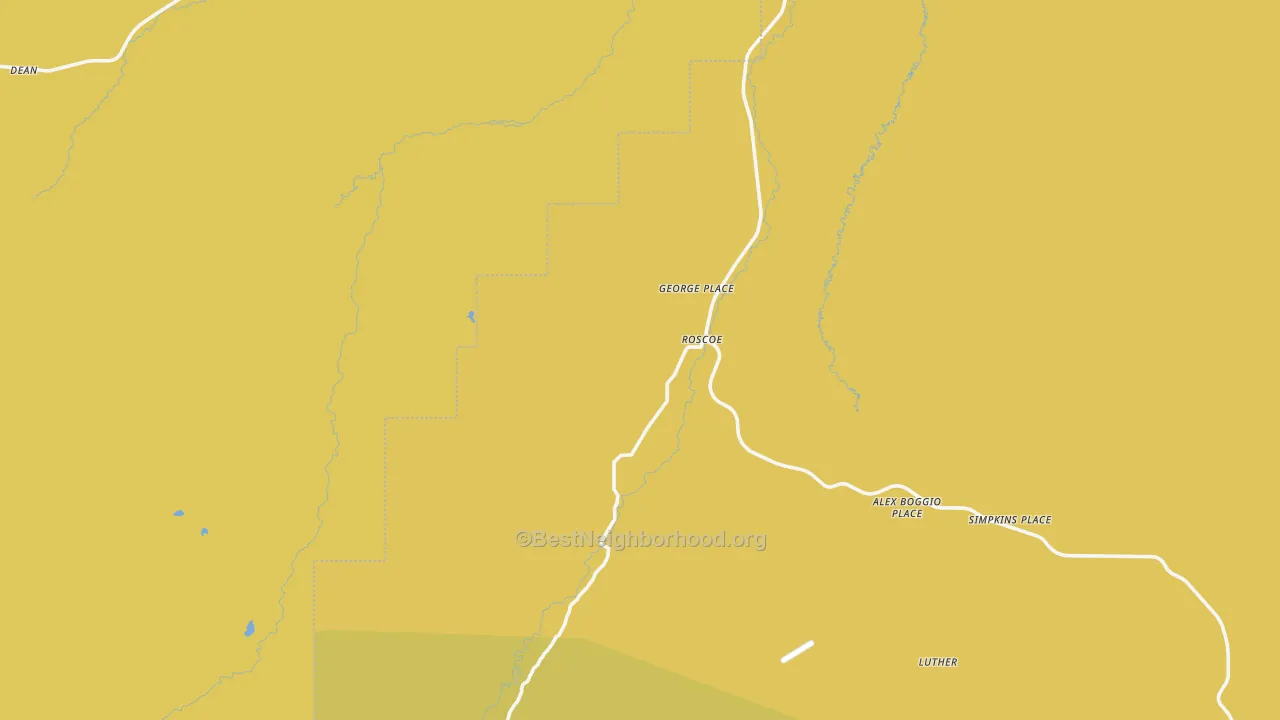 Map of the best neighborhoods in the Roscoe area, with better matches in green and worse matches in red