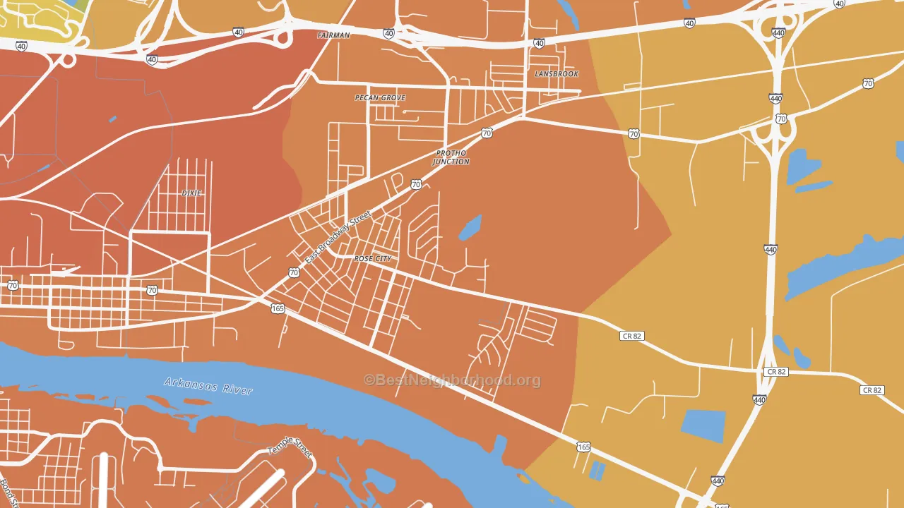 Map of the best neighborhoods in the Rose City area, with better matches in green and worse matches in red
