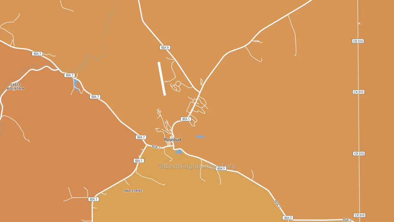 Map of the best neighborhoods in the Rosebud area, with better matches in green and worse matches in red