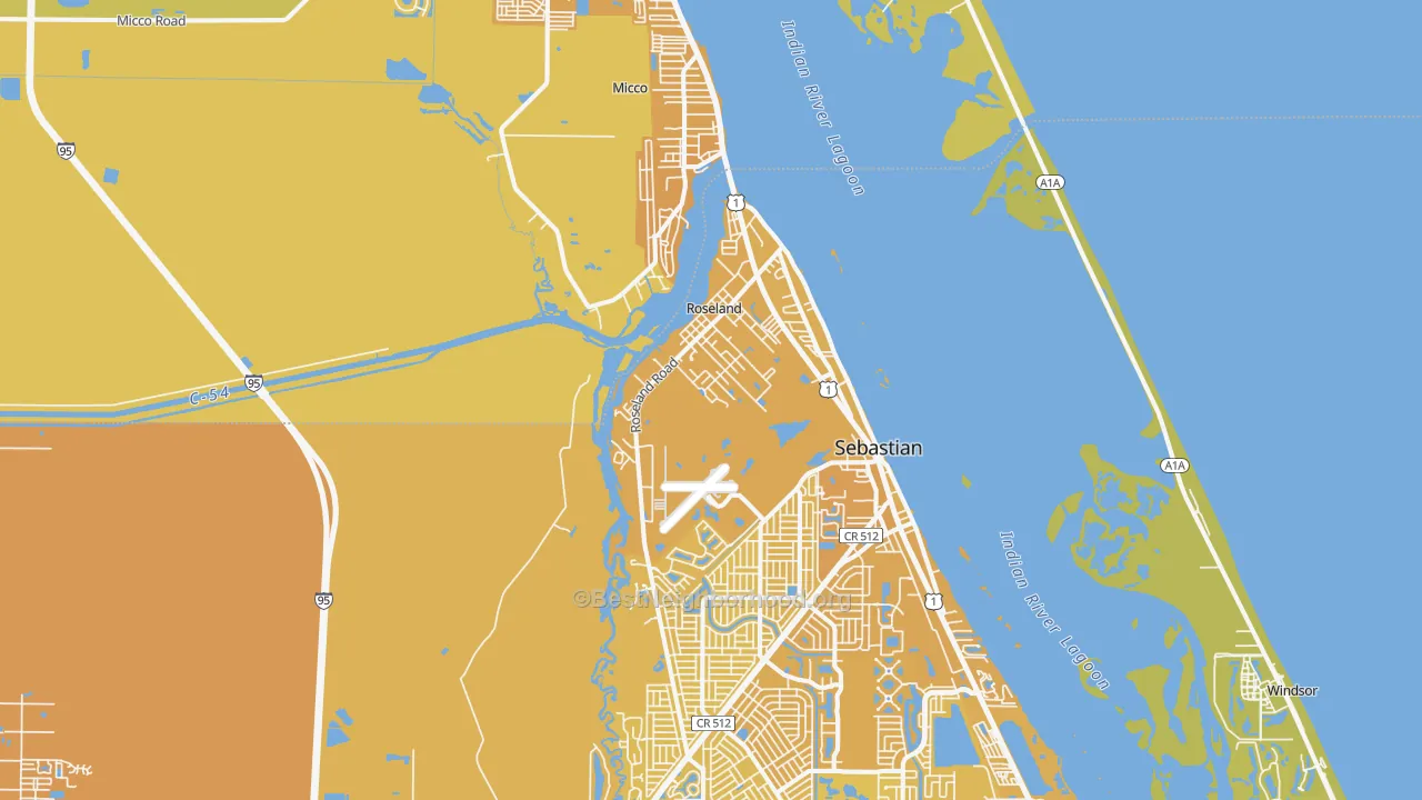 Map of the best neighborhoods in the Roseland area, with better matches in green and worse matches in red