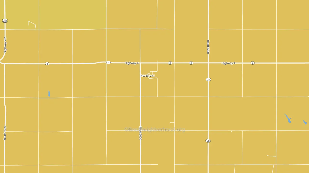 Map of the best neighborhoods in the Rosemont area, with better matches in green and worse matches in red
