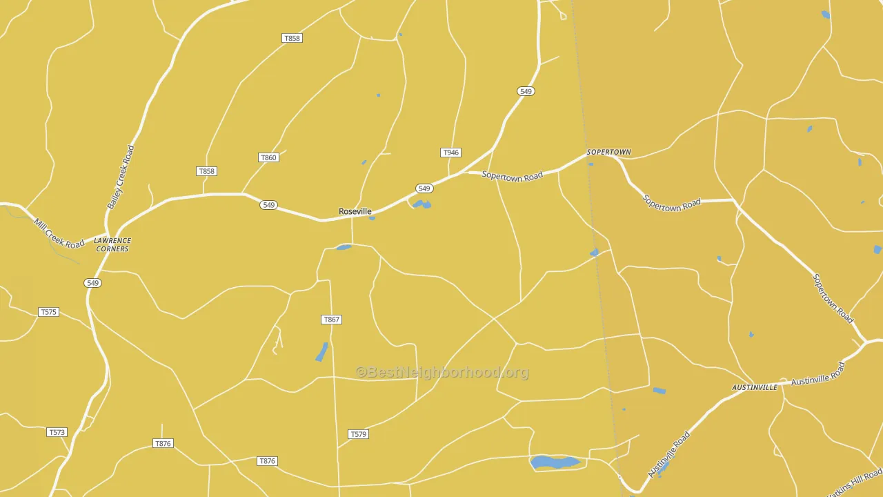 Map of the best neighborhoods in the Roseville area, with better matches in green and worse matches in red