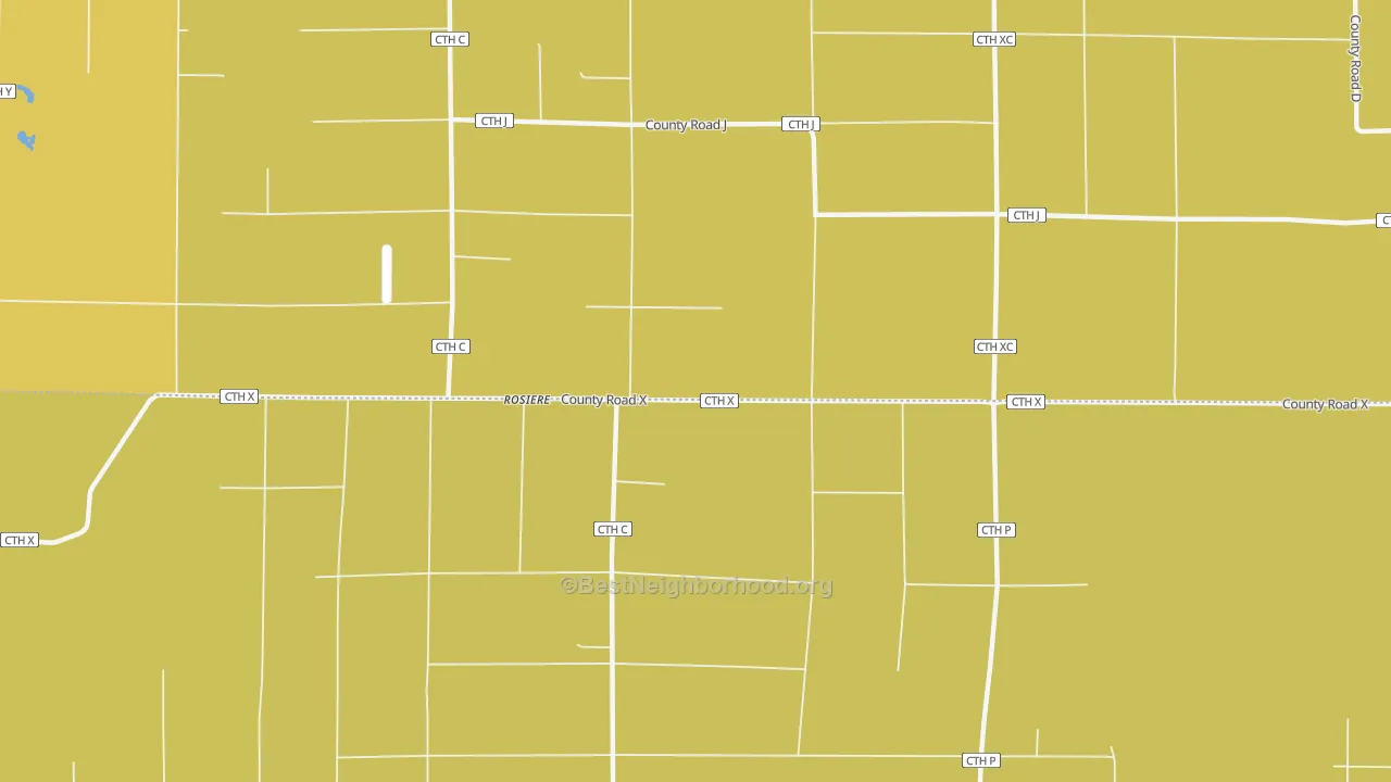 Map of the best neighborhoods in the Rosiere area, with better matches in green and worse matches in red