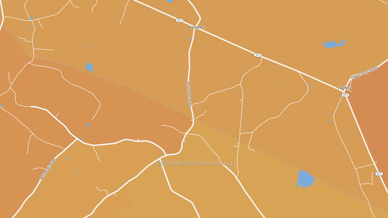 Map of the best neighborhoods in the Rosindale area, with better matches in green and worse matches in red