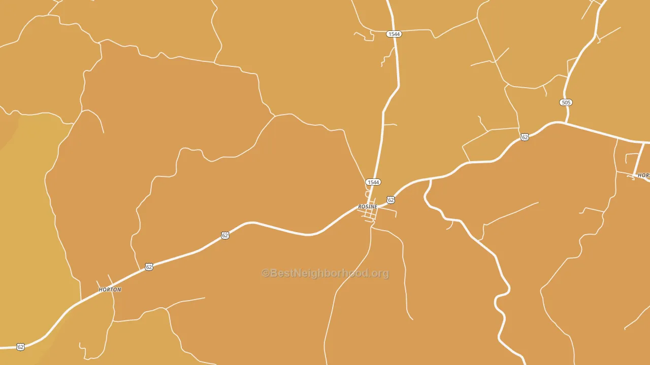 Map of the best neighborhoods in the Rosine area, with better matches in green and worse matches in red