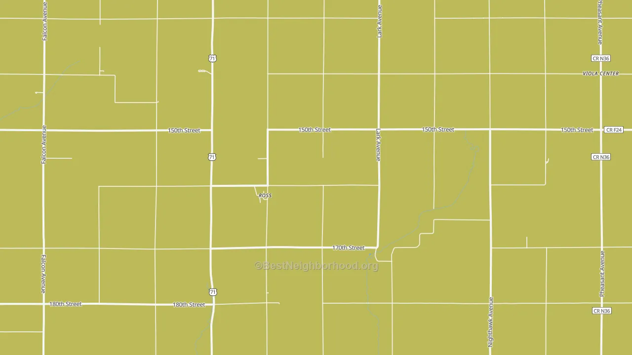 Map of the best neighborhoods in the Ross area, with better matches in green and worse matches in red