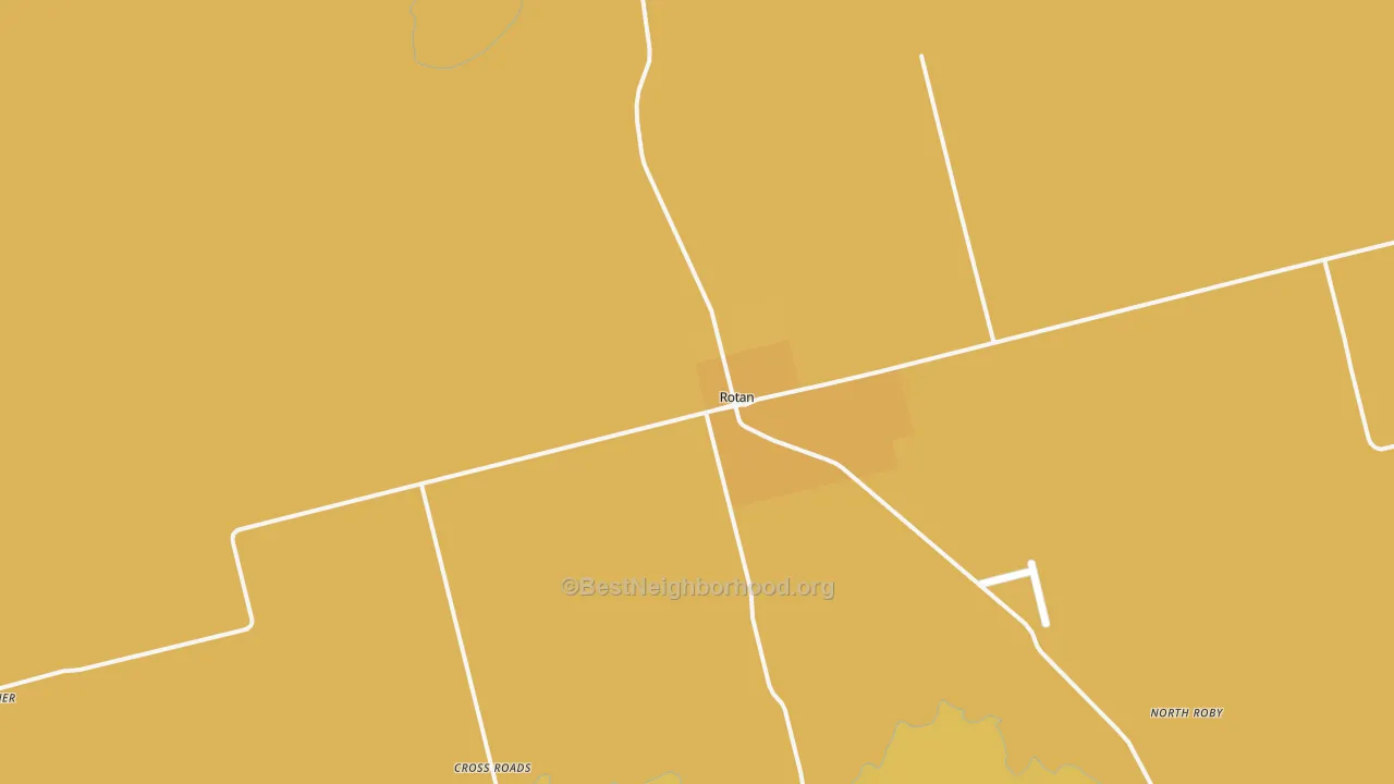 Map of the best neighborhoods in the Rotan area, with better matches in green and worse matches in red