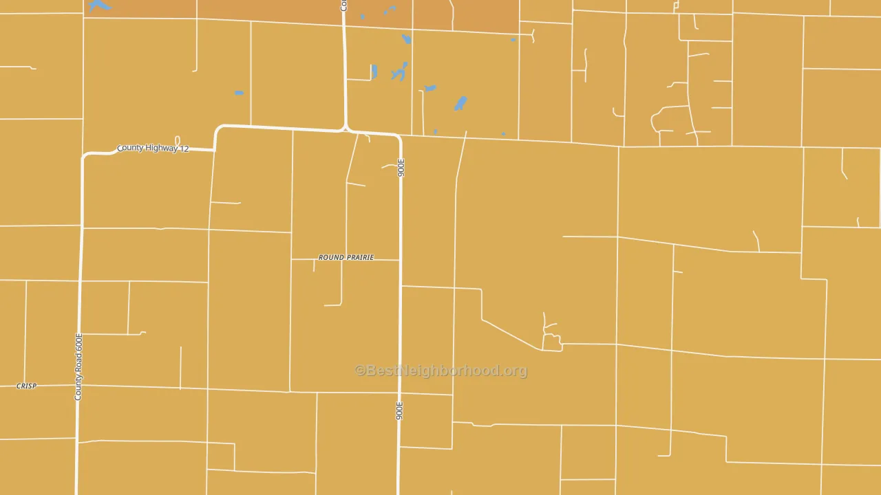 Map of the best neighborhoods in the Round Prairie area, with better matches in green and worse matches in red