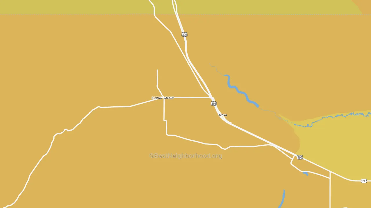 Map of the best neighborhoods in the Round Valley area, with better matches in green and worse matches in red