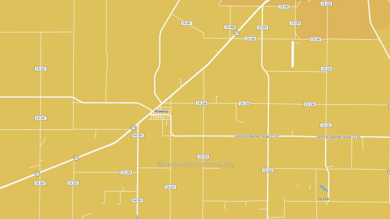 Map of the best neighborhoods in the Rowena area, with better matches in green and worse matches in red