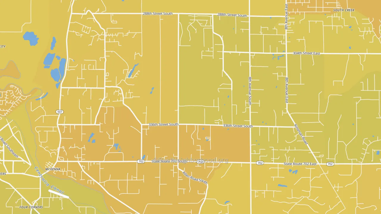 Map of the best neighborhoods in the Roy area, with better matches in green and worse matches in red