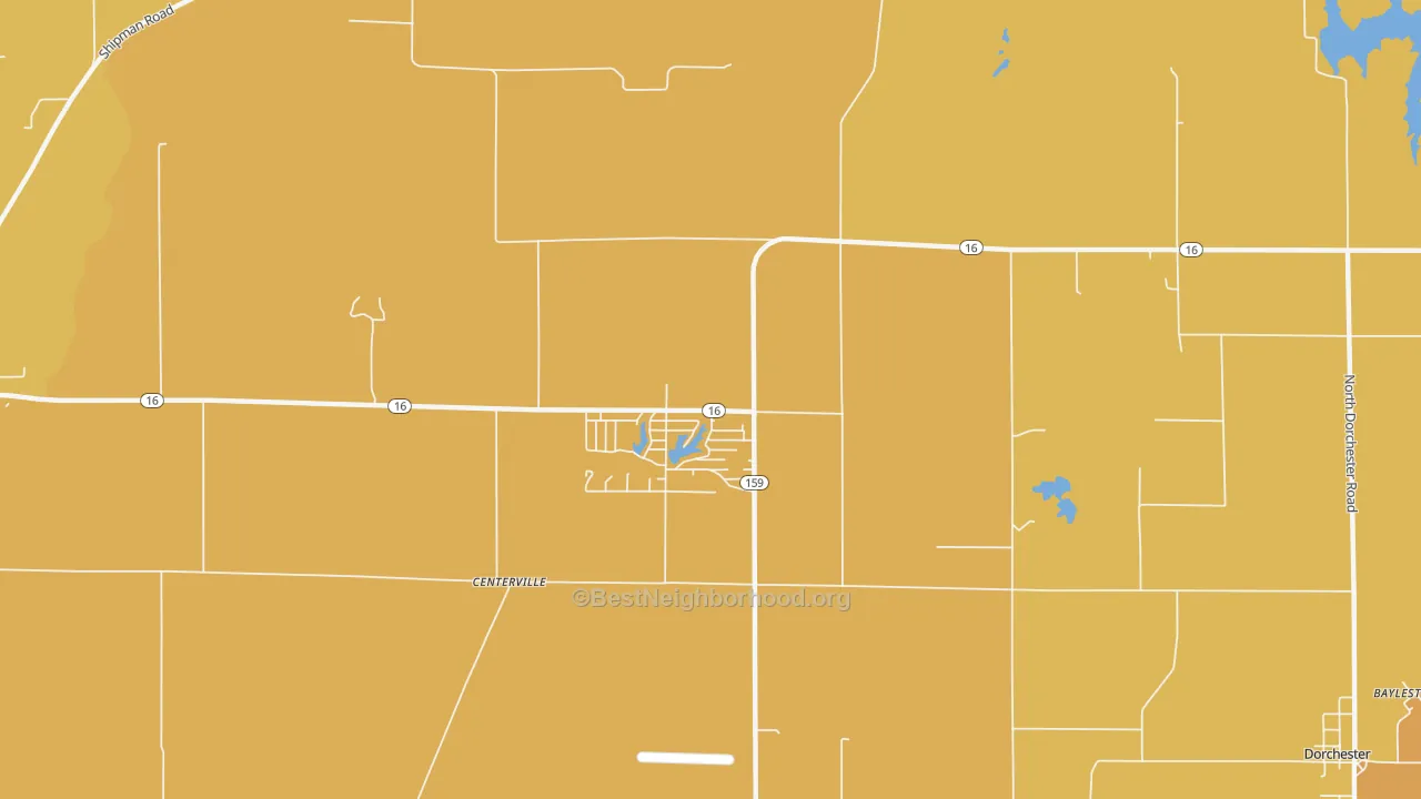 Map of the best neighborhoods in the Royal Lakes area, with better matches in green and worse matches in red