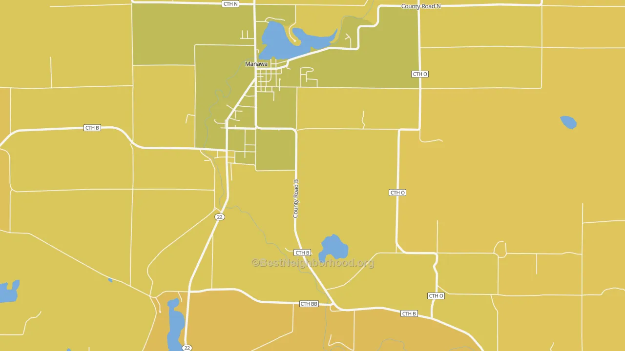 Map of the best neighborhoods in the Royalton area, with better matches in green and worse matches in red