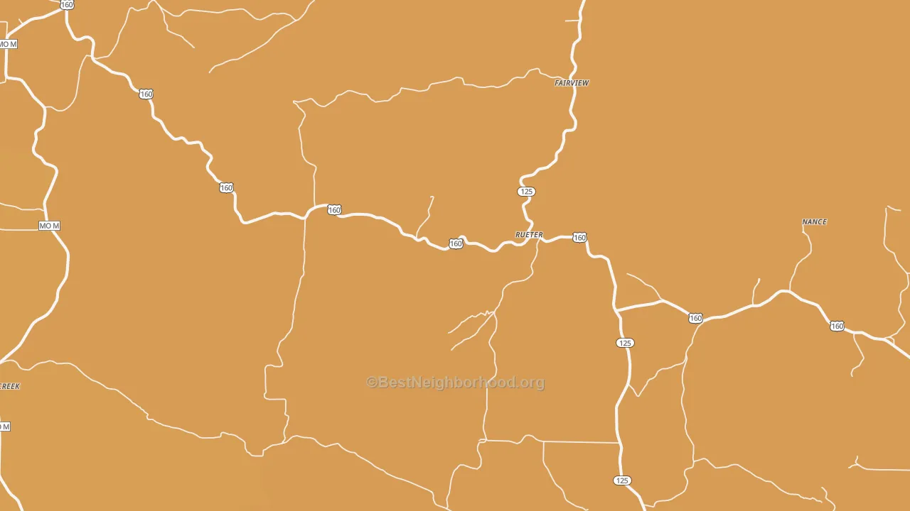 Map of the best neighborhoods in the Rueter area, with better matches in green and worse matches in red