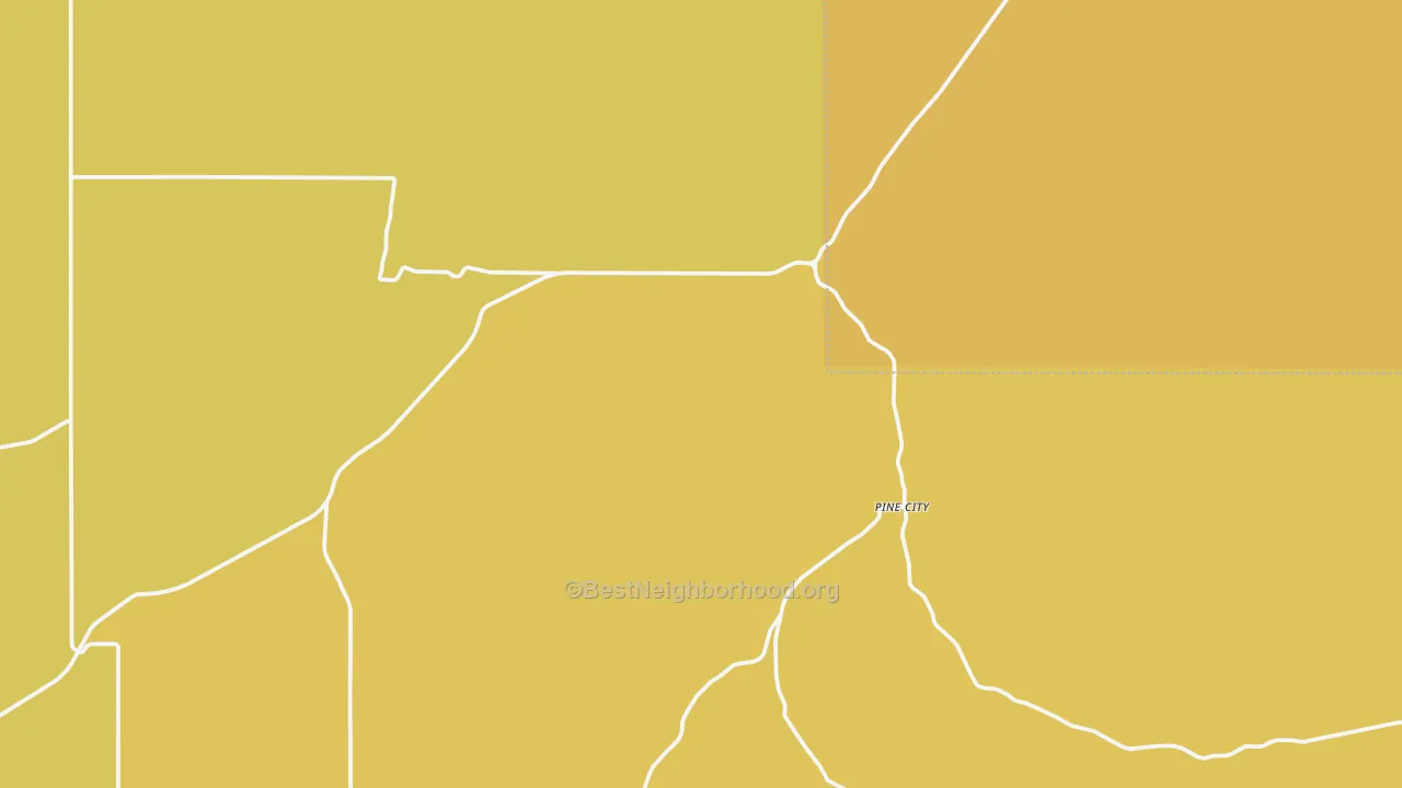 Map of the best neighborhoods in the Ruggs area, with better matches in green and worse matches in red