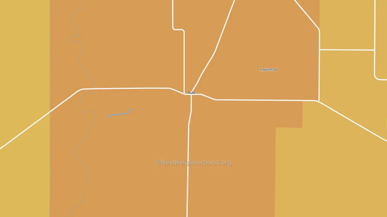 Map of the best neighborhoods in the Rule area, with better matches in green and worse matches in red