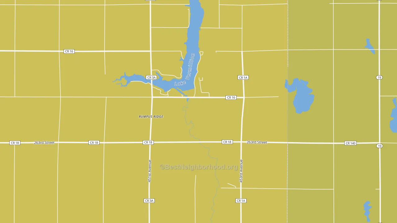 Map of the best neighborhoods in the Rumpus Ridge area, with better matches in green and worse matches in red