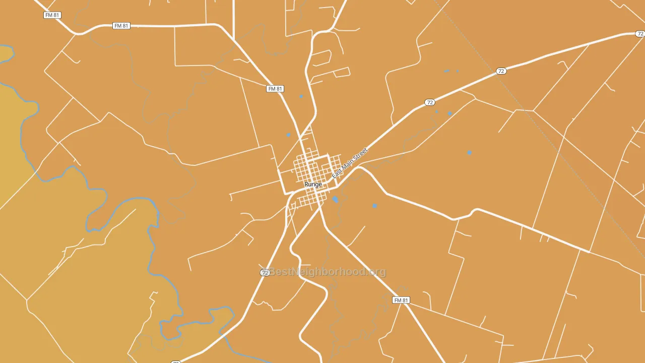 Map of the best neighborhoods in the Runge area, with better matches in green and worse matches in red