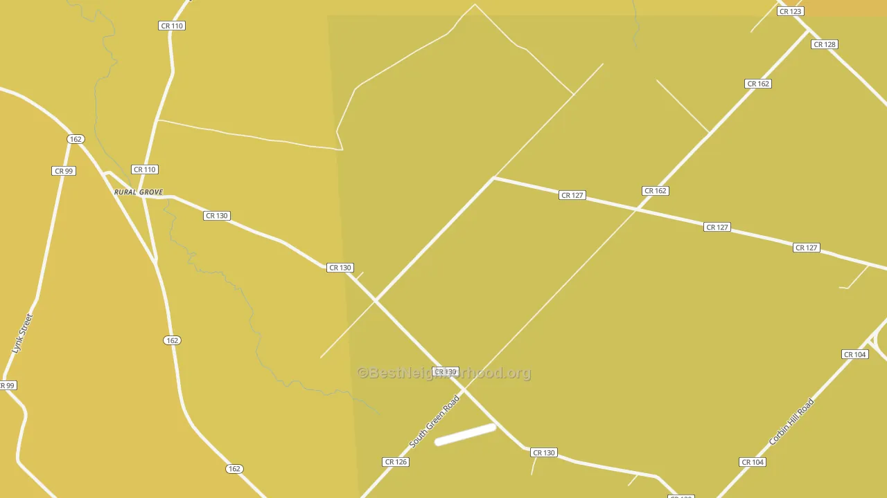 Map of the best neighborhoods in the Rural Grove area, with better matches in green and worse matches in red