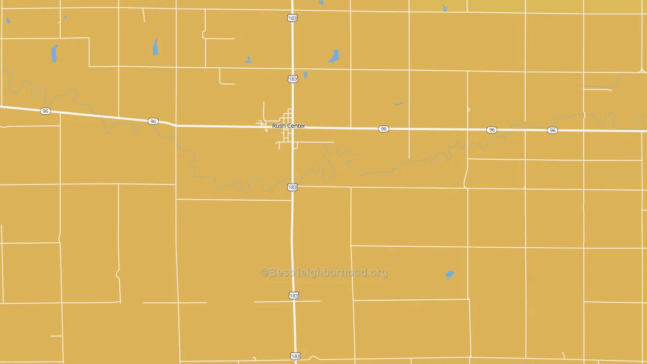 Map of the best neighborhoods in the Rush Center area, with better matches in green and worse matches in red