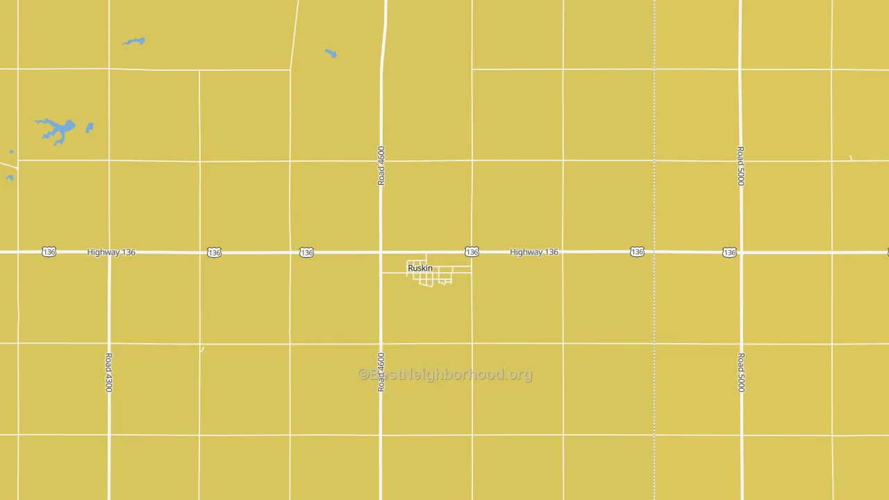 Map of the best neighborhoods in the Ruskin area, with better matches in green and worse matches in red