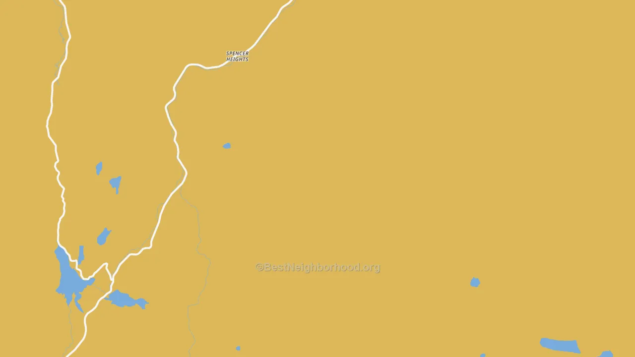 Map of the best neighborhoods in the Rustic area, with better matches in green and worse matches in red