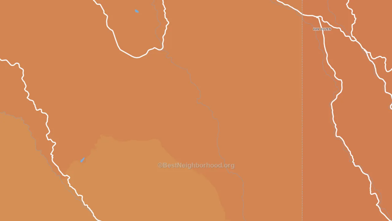 Map of the best neighborhoods in the Ruth area, with better matches in green and worse matches in red
