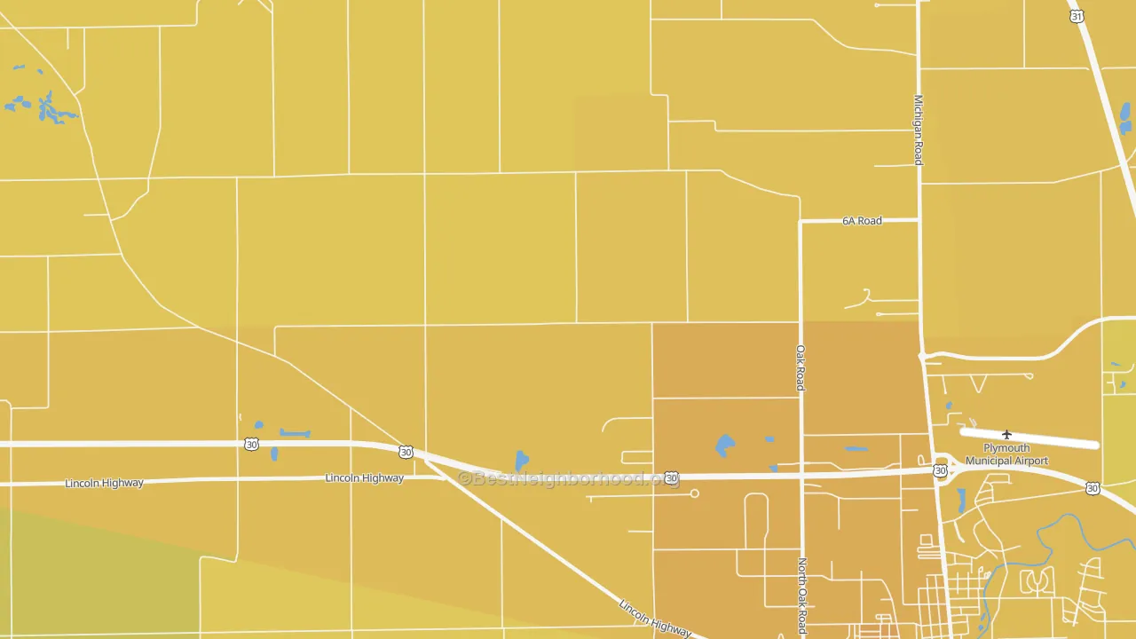 Map of the best neighborhoods in the Rutland area, with better matches in green and worse matches in red