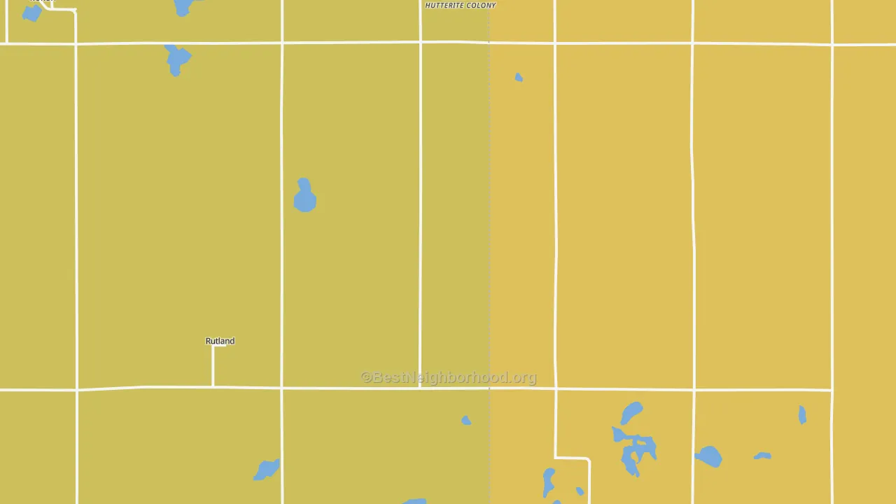 Map of the best neighborhoods in the Rutland area, with better matches in green and worse matches in red