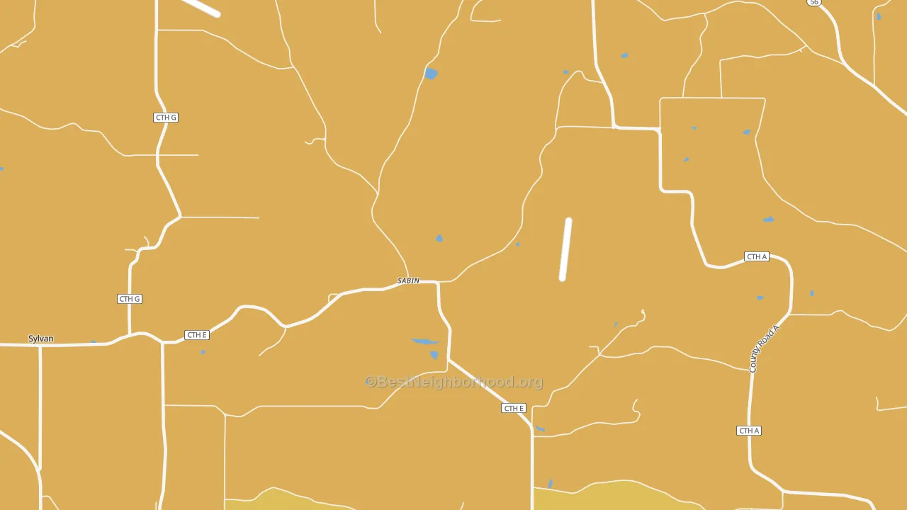 Map of the best neighborhoods in the Sabin area, with better matches in green and worse matches in red