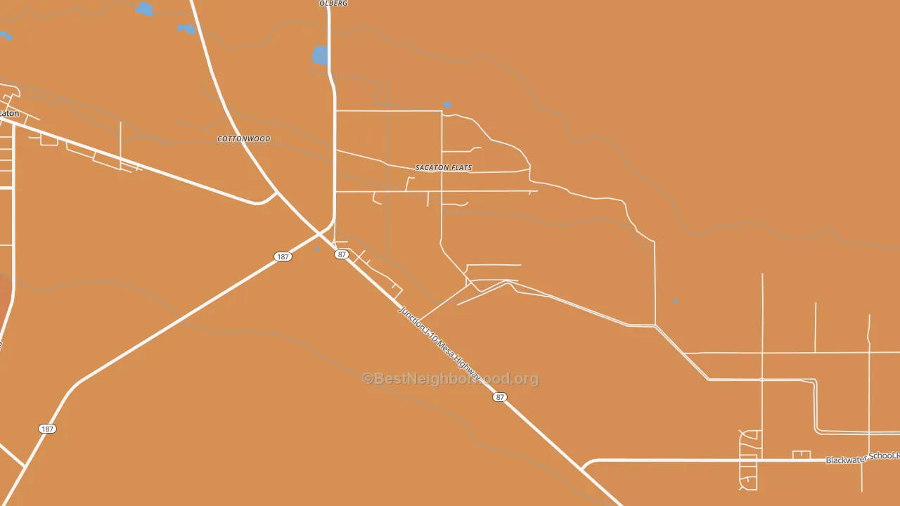 Map of the best neighborhoods in the Sacaton Flats area, with better matches in green and worse matches in red