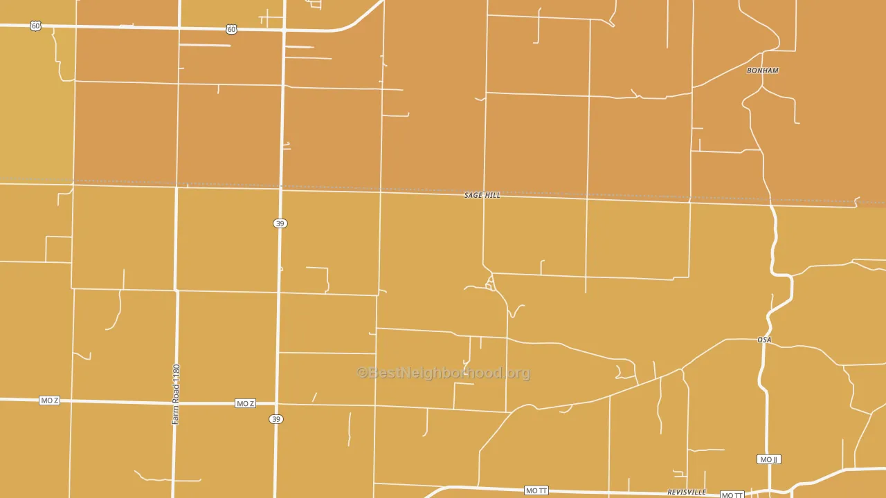 Map of the best neighborhoods in the Sage Hill area, with better matches in green and worse matches in red