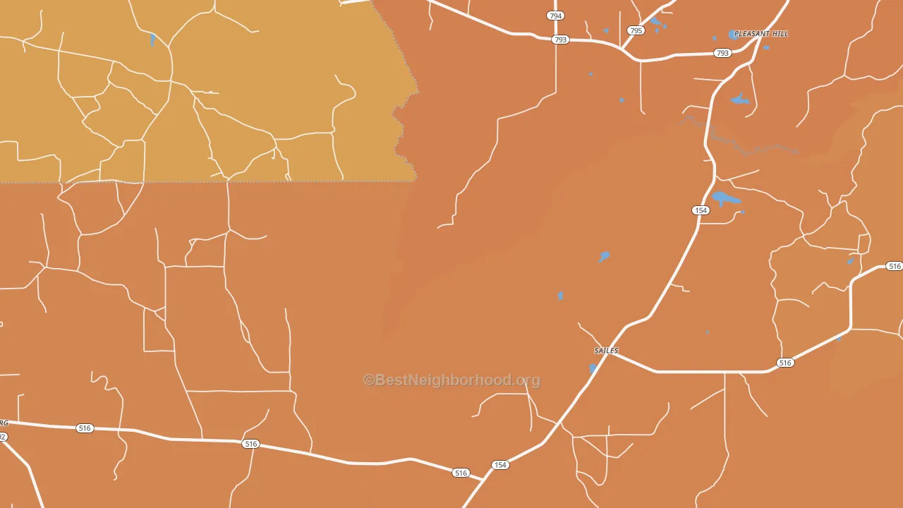 Map of the best neighborhoods in the Sailes area, with better matches in green and worse matches in red