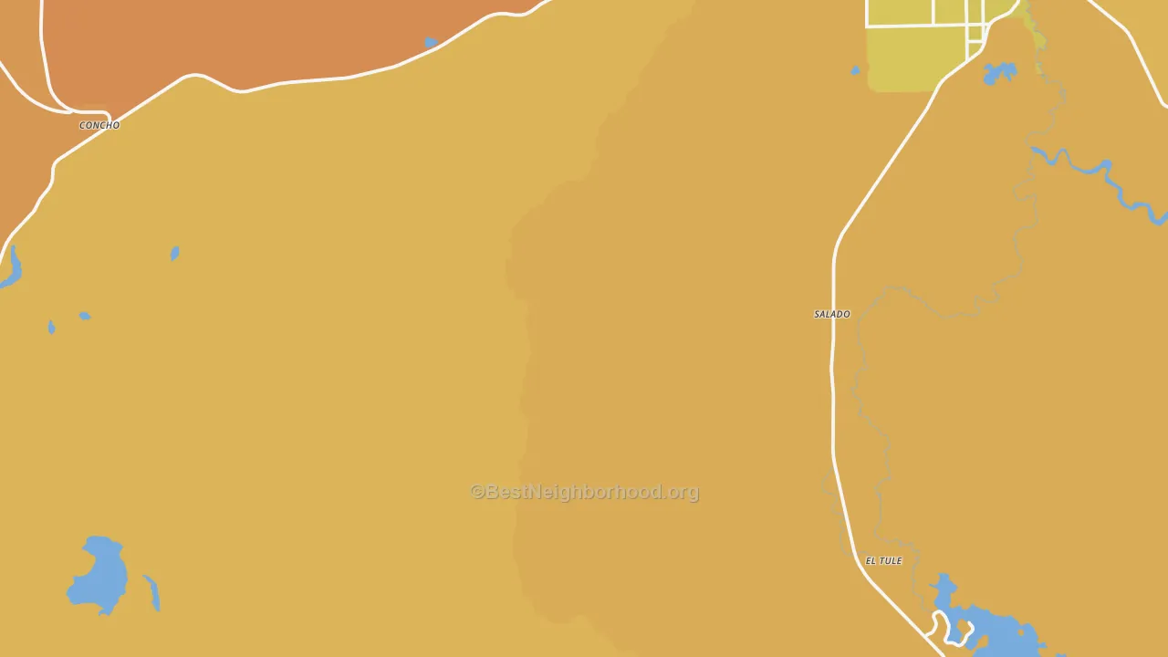 Map of the best neighborhoods in the Salado area, with better matches in green and worse matches in red