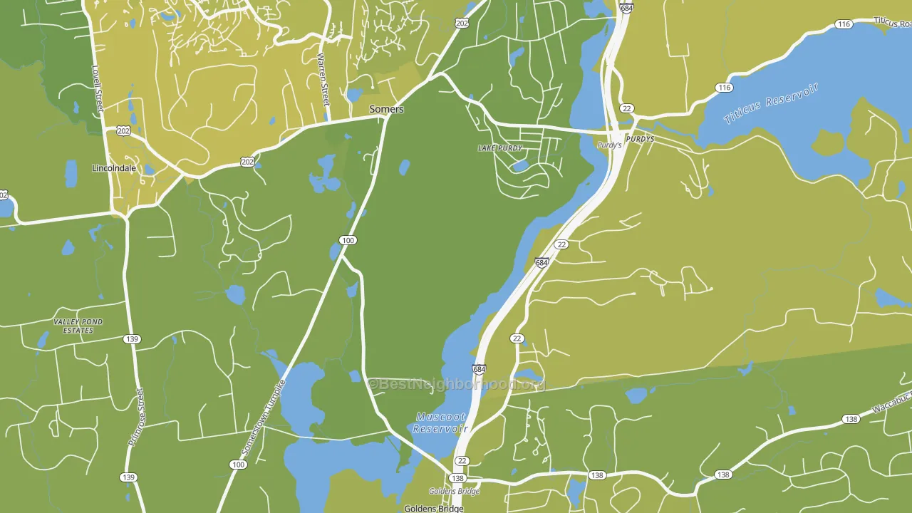 Map of the best neighborhoods in the Salem Center area, with better matches in green and worse matches in red