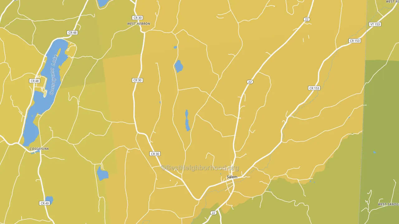 Map of the best neighborhoods in the Salem area, with better matches in green and worse matches in red