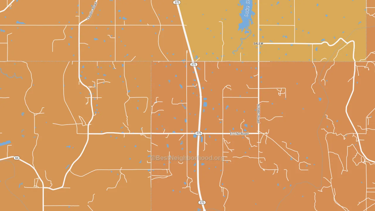Map of the best neighborhoods in the Salem area, with better matches in green and worse matches in red
