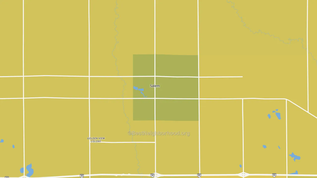 Map of the best neighborhoods in the Salem area, with better matches in green and worse matches in red