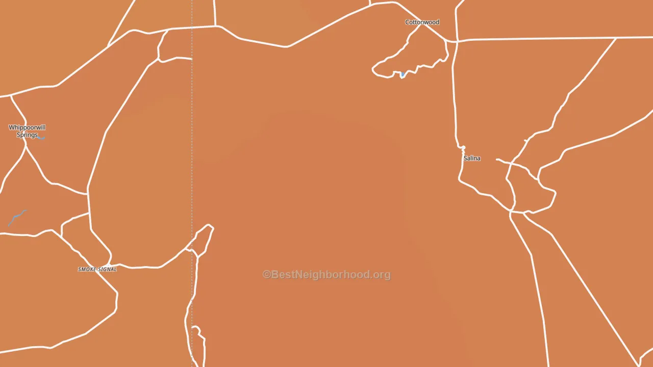 Map of the best neighborhoods in the Salina area, with better matches in green and worse matches in red