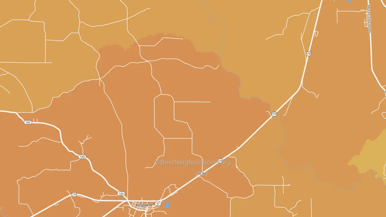 Map of the best neighborhoods in the Saline area, with better matches in green and worse matches in red