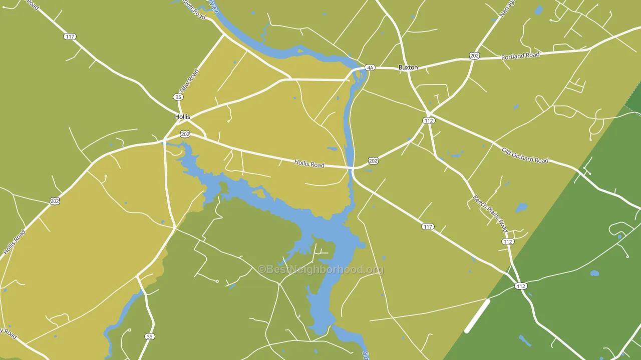 Map of the best neighborhoods in the Salmon Falls area, with better matches in green and worse matches in red